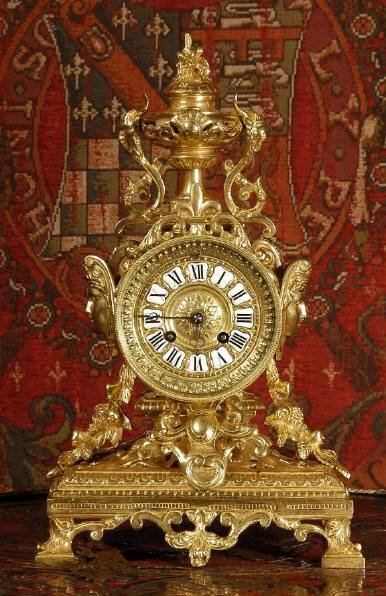 fig 1. ***** SOLD ***** Antique Brass Drum Head Table Clock. French - Circa 1880.